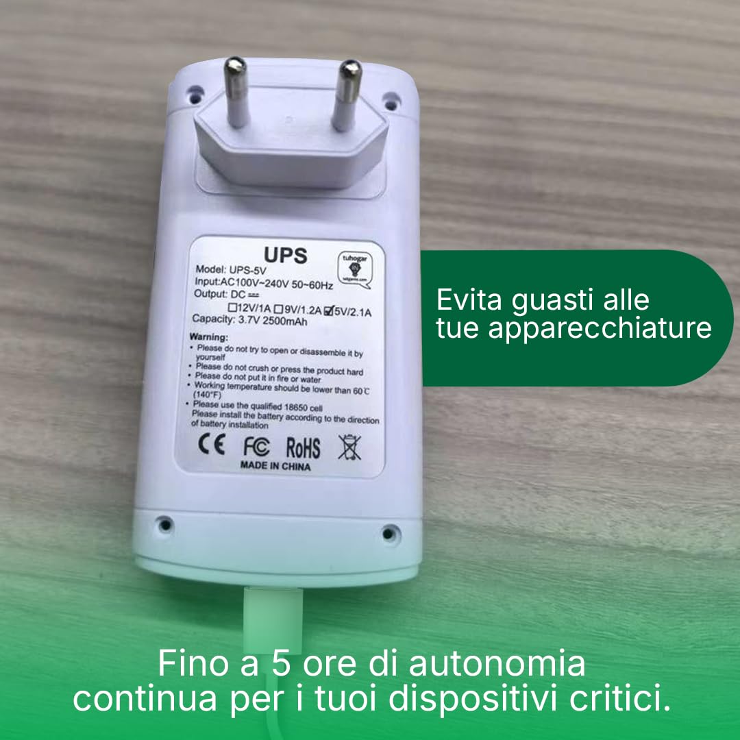 Mini UPS 5V Gruppo Di Continuità Portatile Con Batteria Al Litio 2500mAh Per Router Wifi