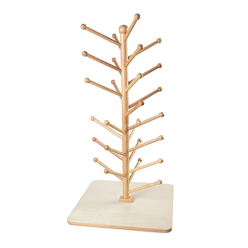 Cre8tive Minds MTC-501 Education Wooden Puppet Tree, Finger Puppet Stand, Holds 26 Puppets, 2-Section Pole Design, 3.7" x 21" x 20.5"
