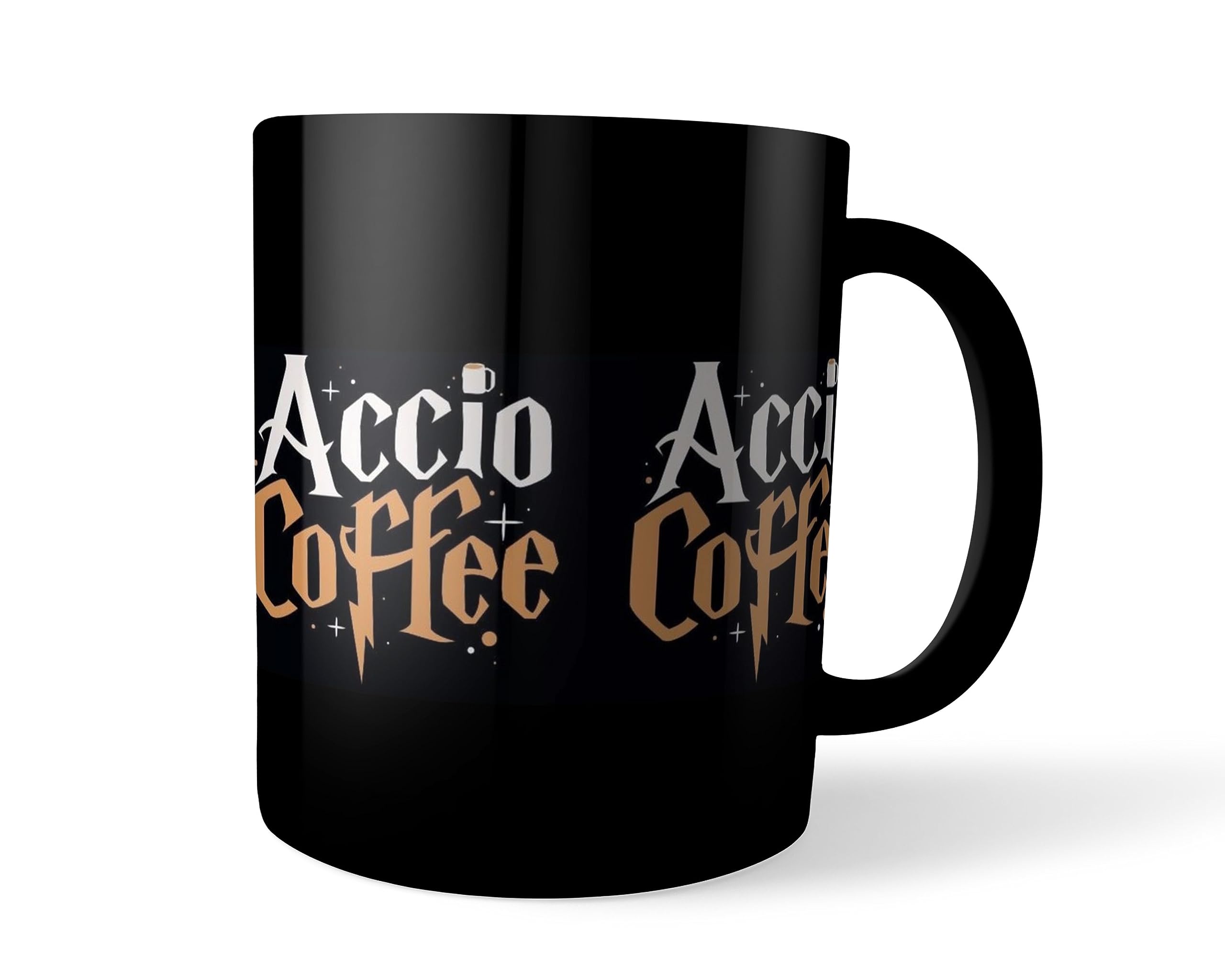 Morons Customized Fan Made - Magic Spell - Accio Coffee Mug - Printed Ceramic Cup Birthday Gifts; Black; 330ml; Pack of 1 (D3)