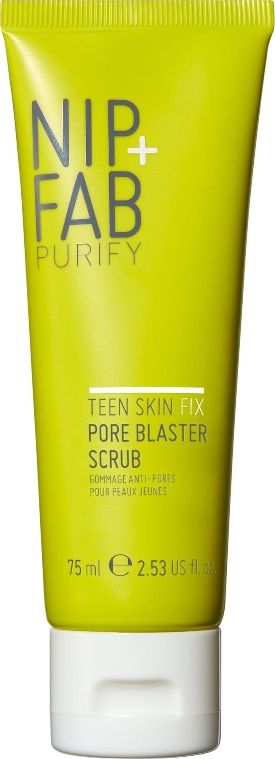 Nip+Fab Teen Skin Fix Pore Blaster Scrub, 75 ml - Dual Exfoliation & Purification with BHA Salicylic Acid