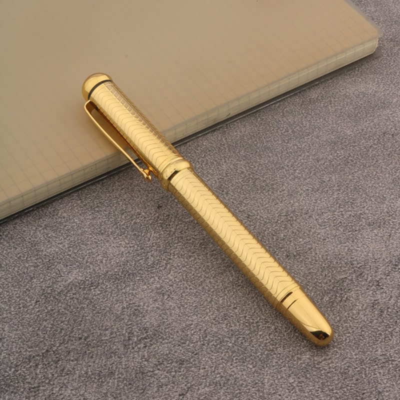 Penna stilografica in metallo con linea classica, elegante, per scuola, studenti, ufficio, idea regalo (giallo)