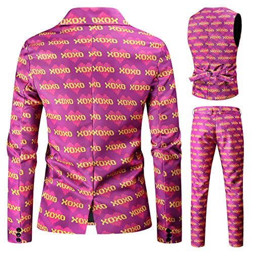 Godom Jogging Anzug Herren Set, Herren Anzug Business Herrenmode Lässig Dreiteiliger Anzug Gedruckt Knopf Mantel Weste Hosenanzug Weiche Bequeme Weste Hose Dreiteiliges Set Festliche Westen Herren – Bild 5