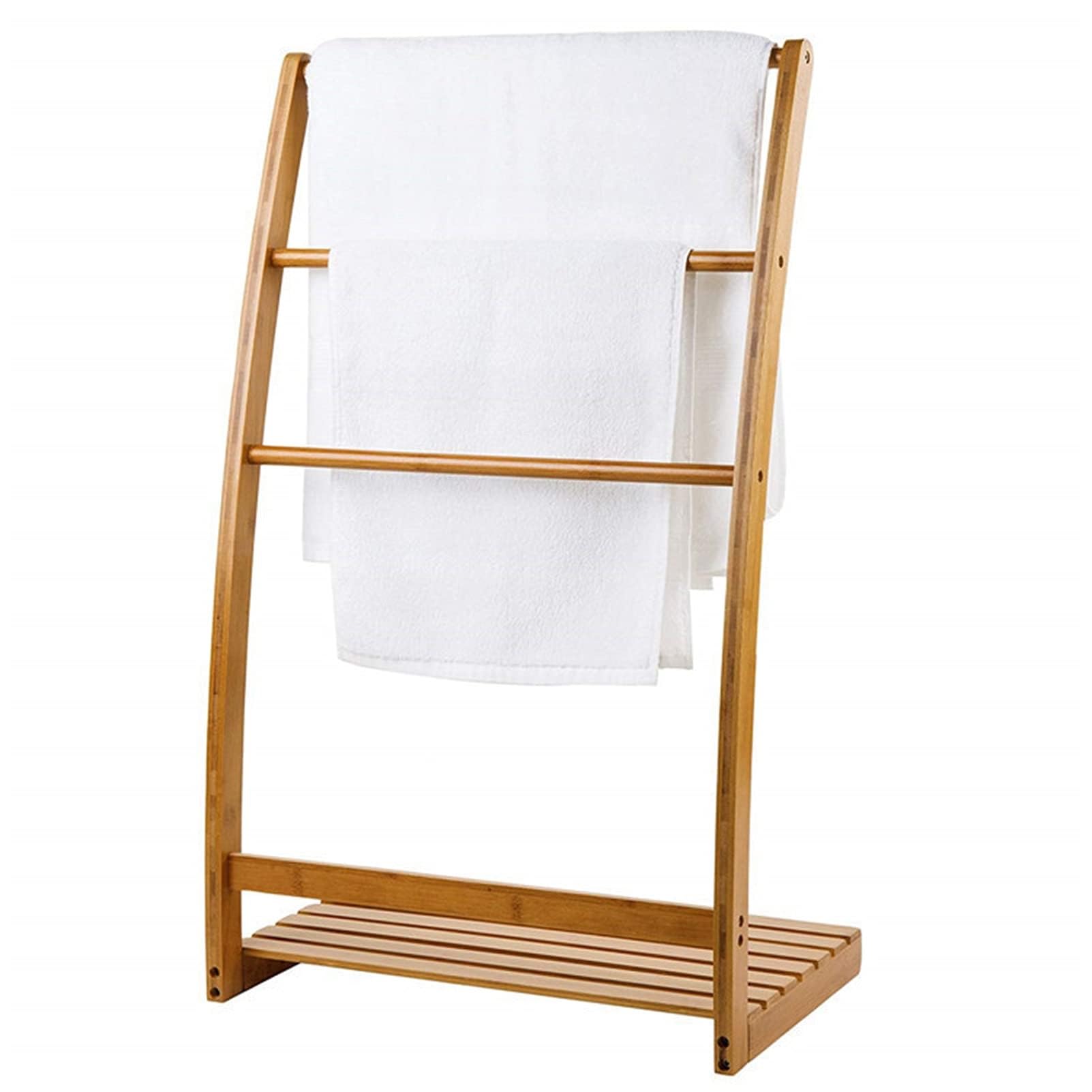 Toallero De Bambú para Baños, Toalla De Playa Independiente Y Estante Junto A La Piscina con Estante De Almacenamiento Inferior, Soporte para Edredón O Manta para Sala De Estar O Dormitorio