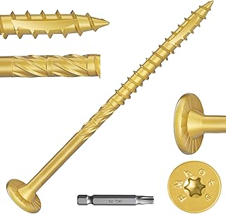 #14 x 4 Inch Wood Structural Lag Screws 54Pcs Star Drive Decking Wood Screws, Rust Resistant Timber Screws for Timber/Log/Landscaping (Yellow)