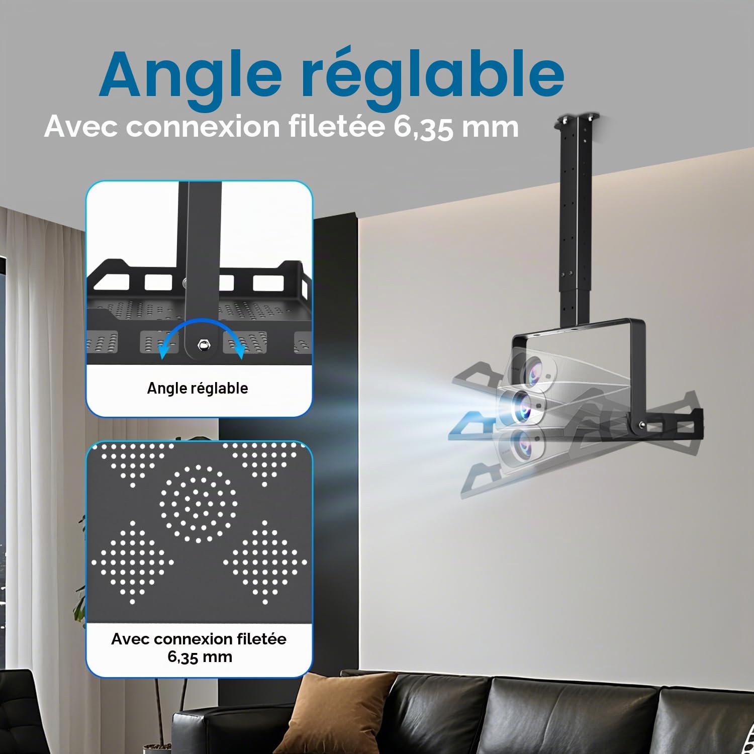Salange Support Mural Universel pour Vidéoprojecteur, Réglable en Hauteur, Charge Lourde, pour Home Cinéma et Bureau