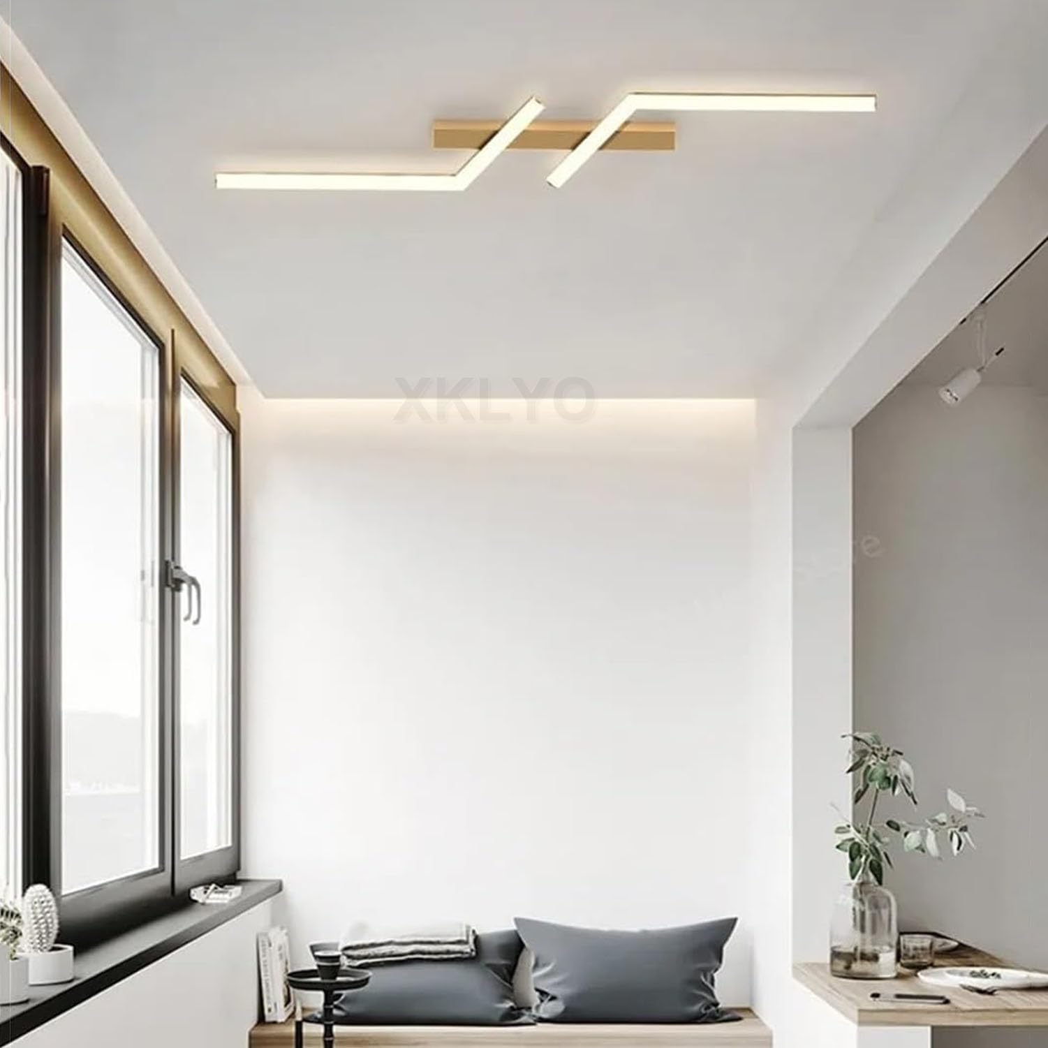 Plafoniera LED da Soffitto Dimmerabile con Telecomando, Luce Regolabile 2700K-6500K, Design Lineare Moderno per Camera da Letto, Salotto, Cucina, Bagno, Corridoio (Oro, 80cm)