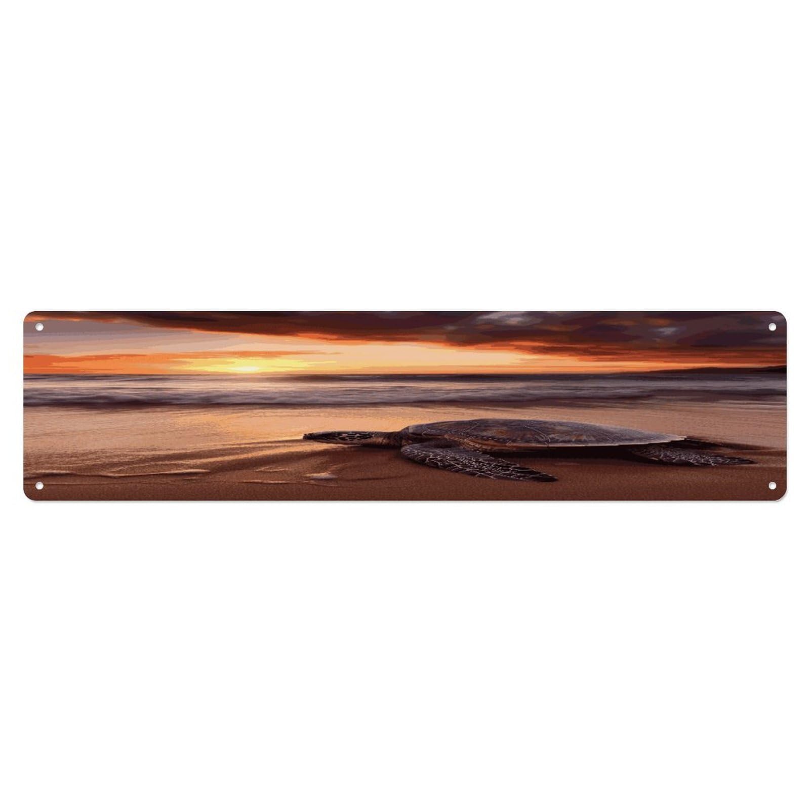 Adfgyerh Style Sea Turtle Sunset Wall Decor Aluminum Waterproof. Plaque, Practical Gift,Sign 15.7X3.9 Inch Poster,For Home, Office, Business, Garage– Indoor/Outdoor