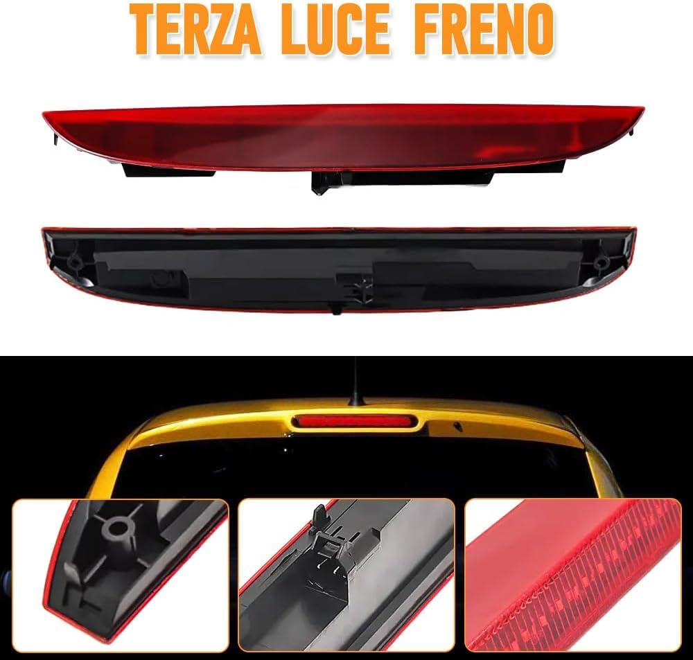 Riloer Troisième Feu de Stop pour Clio 2, 7700410753 Troisième feu arrière de frein arrière à montage haut, troisième feu stop à LED, compatible avec Renault Clio II 1998-2005, rouge