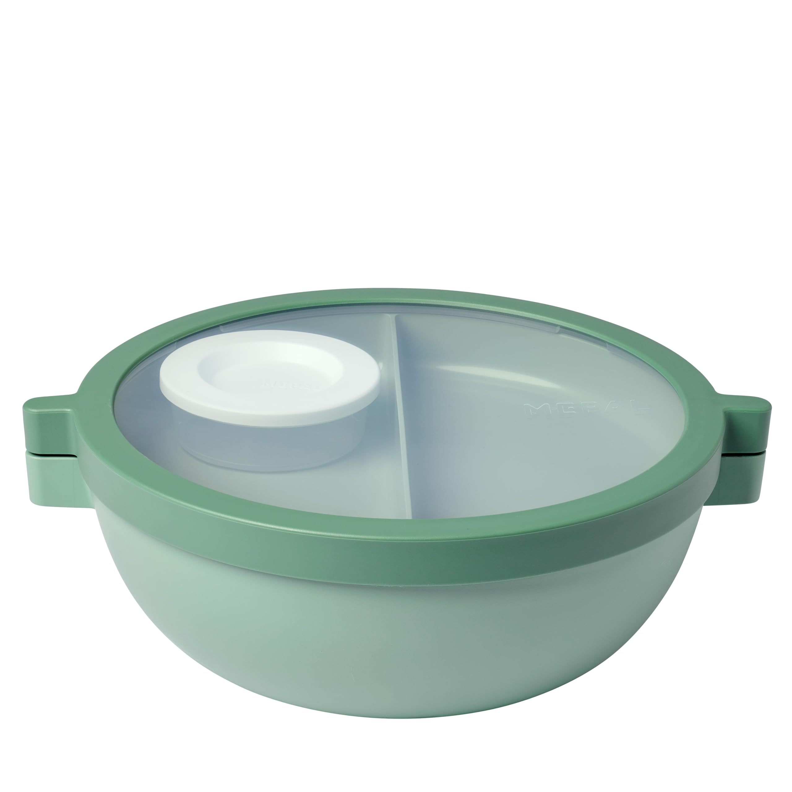 Mepal Basic bento lunch bowl Vita, Multi-Compartment, Extra dressing container and tray, Bento box, Salad lunch box, 1500 ml, Nordic sage