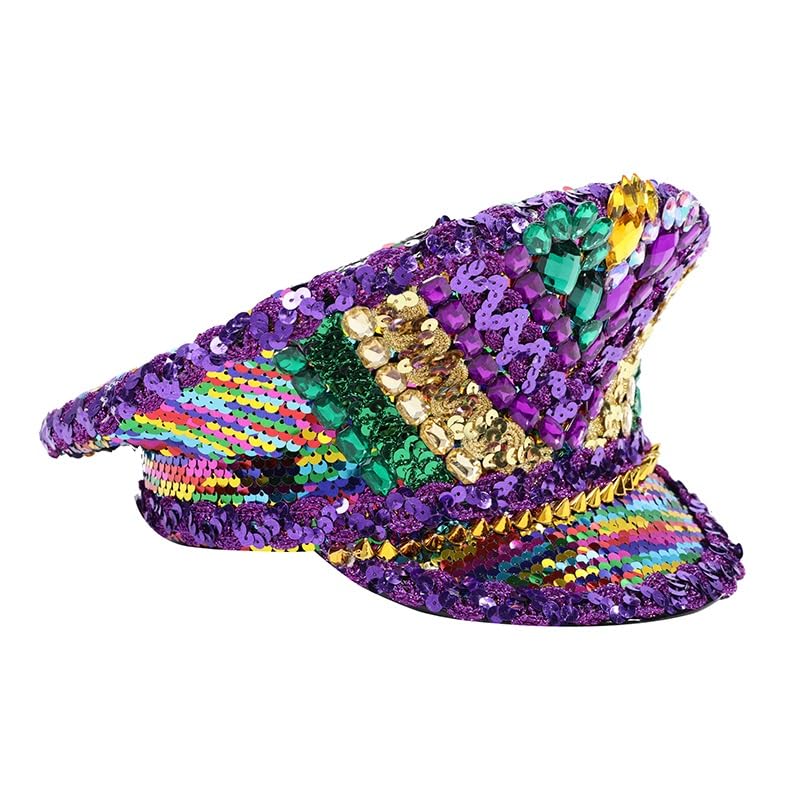 Burning Man Purple Sequin Hat Captain Festival Party Hat / Sailor Purple Pink Burning Man  main image 3