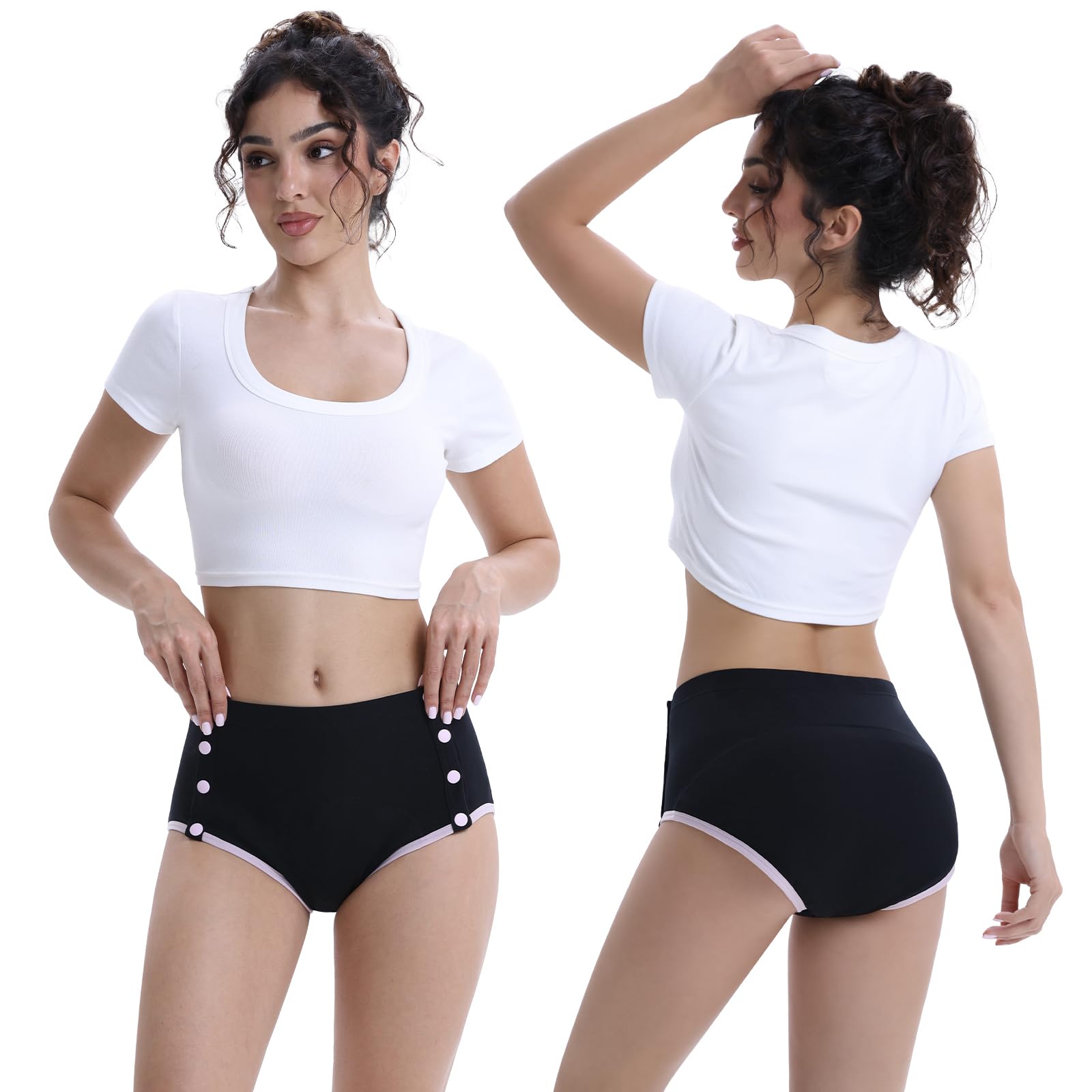 Carer 3er Pack Damen Inkontinenz Slip 230 ml Saugfähigkeit Baumwolle | Auslaufsichere Inkontinenz Unterwäsche seitlichem Druckknopf abnehmbares Design waschbar bei Blasenschwäche Schwarz Größe L