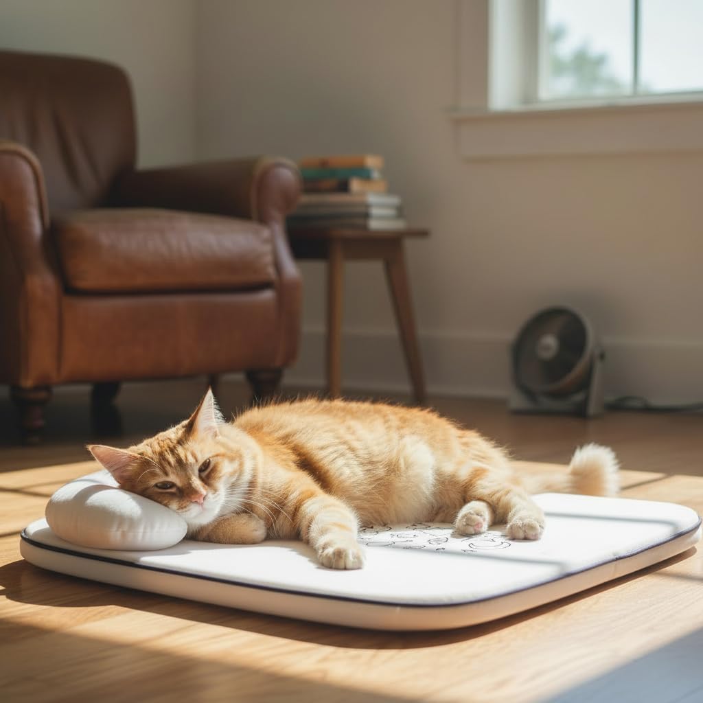 Nona Pelona Self Cooling Pet Mat – Cooling Pad for Cats and Small Dogs – No Gel, No Water, Removable Washable Cover, Anti-Slip Base