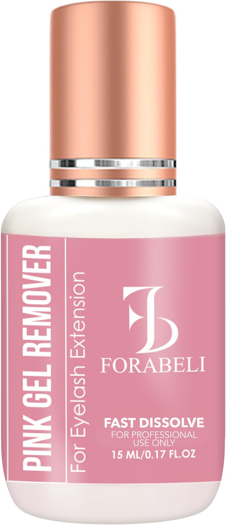 Forabeli Pink Gel Lash Remover for Eyelash Extensions | Fast Acting 60s Dissolution | High Visibility Professional Glue Remover | Gel Type Adhesive Remover | 15ml