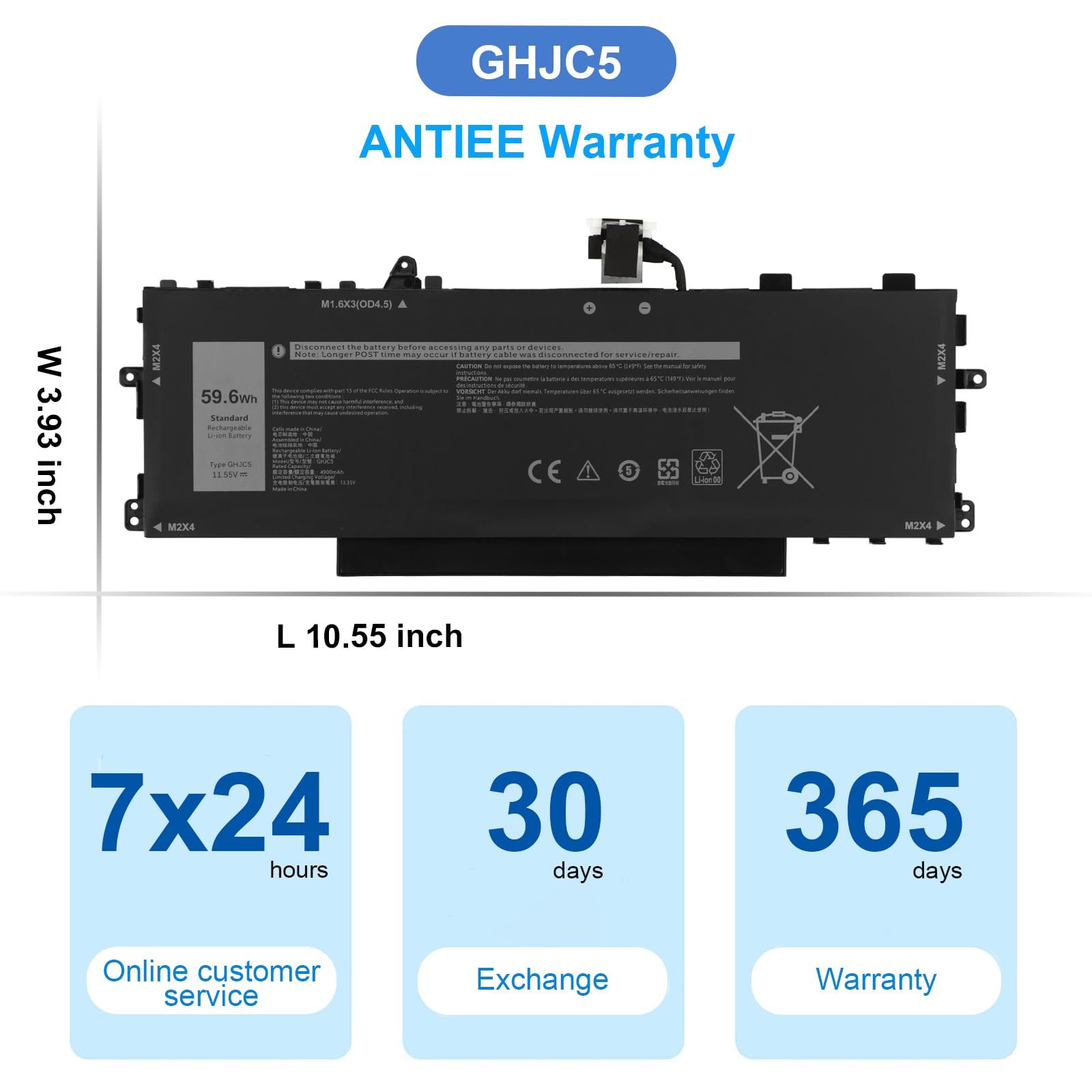 Batteria notebook ANTIEE GHJC5 per Dell Latitude 9420 9430 2-in-1 sostitutiva