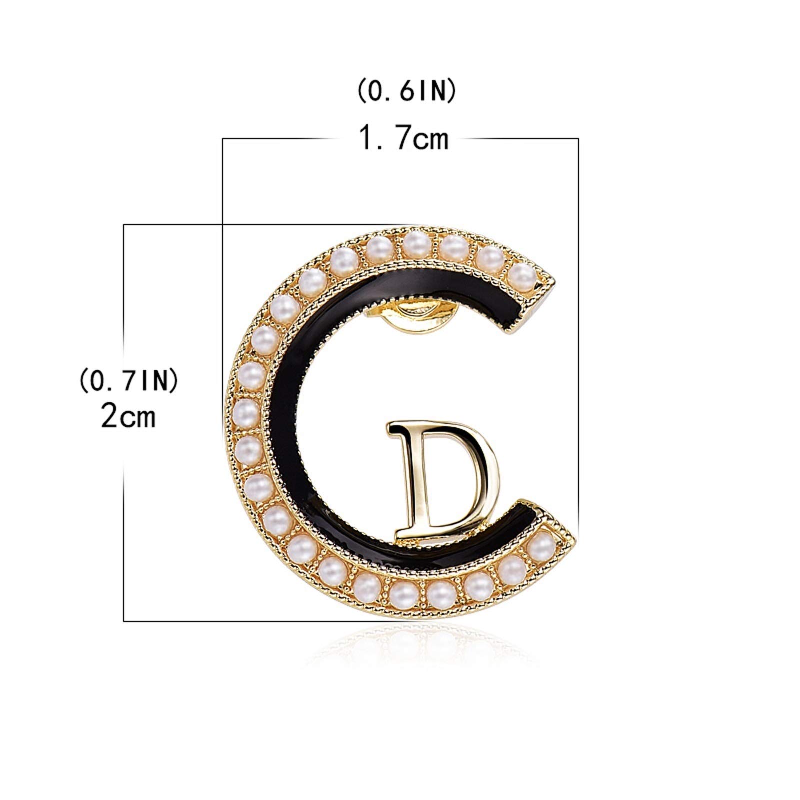 Brooche Pines for Mujeres, elegante Pin de broche letra la perla, for el cuello tela Decoración Regalos fiesta bodas, dorado □ Soltero Alfileres