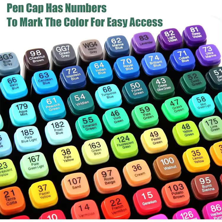 Image of 60-Pcs Dual Tip Alcohol Markers Set - Professional Art Markers For Drawing, Sketching & Calligraphy With 60 Shades, Brush Pens & Fine-tip Markers For Adult Coloring, Painting And Illustrations