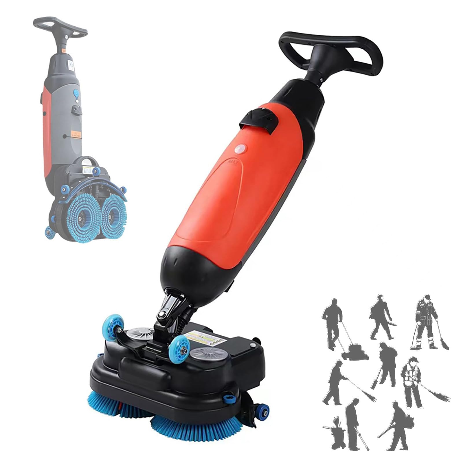Lavapavimenti elettrica lucidante per piastrelle, leggera, ideale per uso domestico e commerciale, con doppia spazzola, larghezza 43 cm, rotazione a 360° per superfici in piastrelle e cement