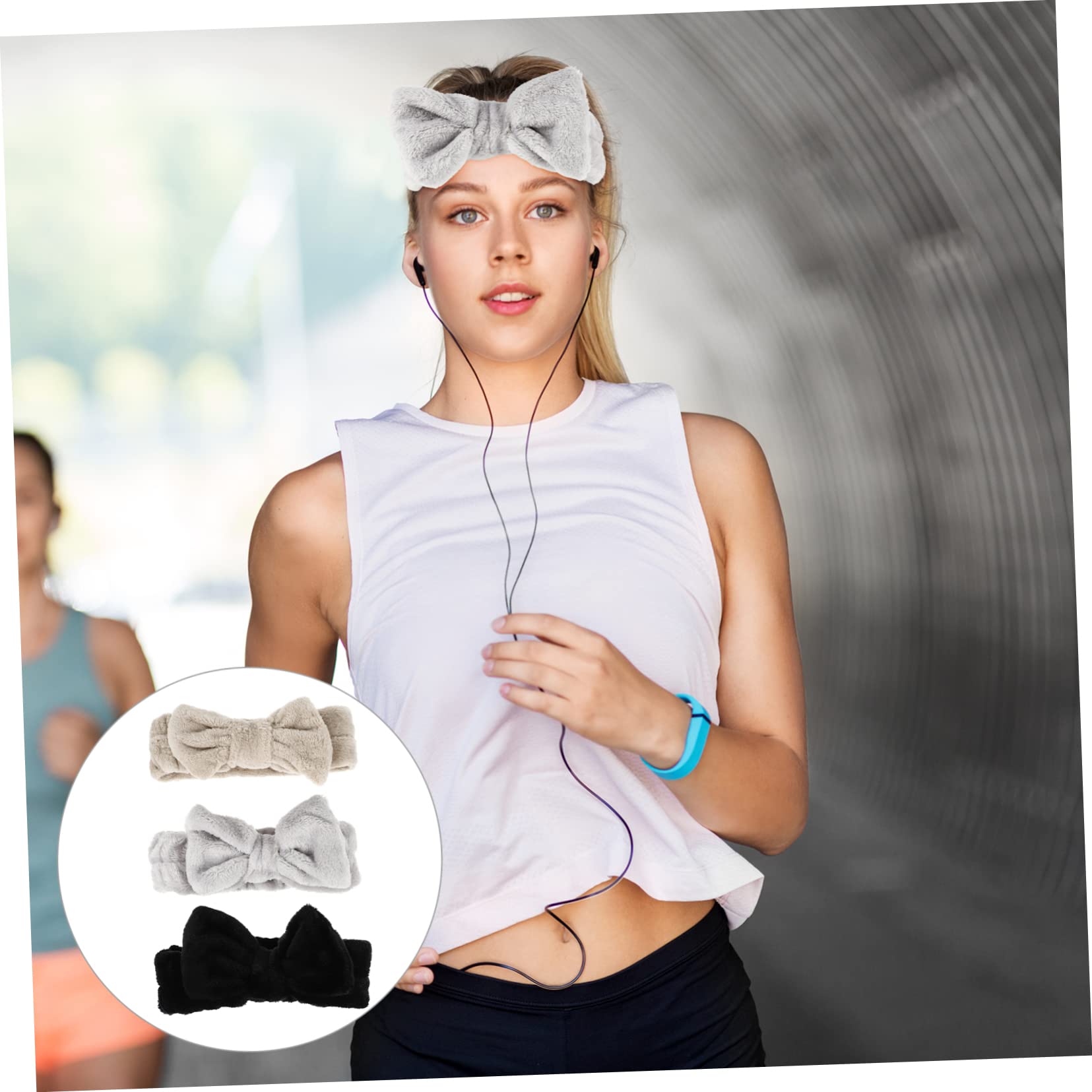 FRCOLOR 3 Set Di Fasce Per Il Trucco Soffici Con Fiocco Per Elastici Da Donna Fascia Per Il Lavaggio Del Viso Fascia Con Fiocco Fascia Elastica Per Uso Spa 3 Pezzi*3