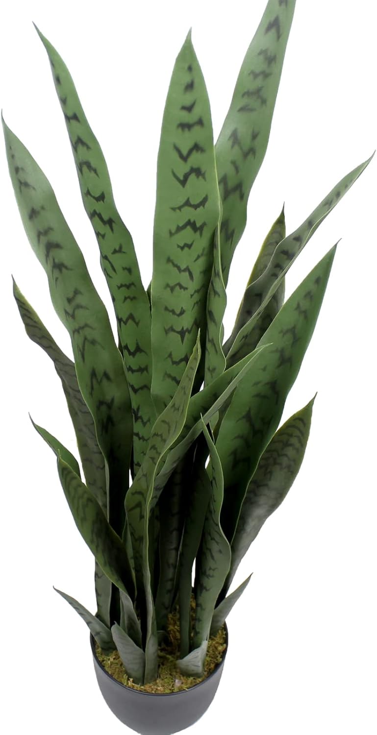 NICENATURE Artificial Sansevieria Plant 35 Inches Faux Snake Plant in Pot for Home Décor Office Decoration Green