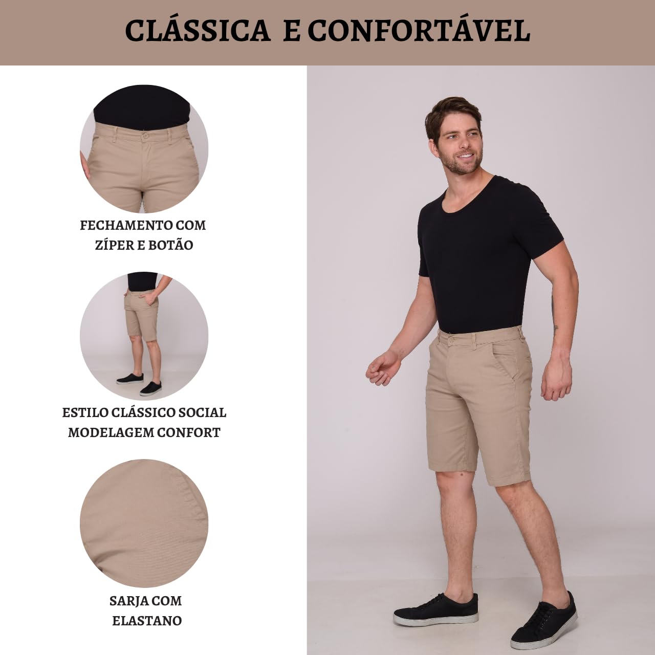 Bermuda Social Masculina Sarja Elastano Bolso Social Embutido Casual Esporte Fino em promoção! Veja a oferta e mais achadinhos de Shorts & Bermudas 5 Hoje é o melhor dia para comprar Bermuda Social Masculina Sarja Elastano Bolso Social Embutido Casual Esporte Fino com aquele preço maroto! Promoção! Aproveite a oferta! 5