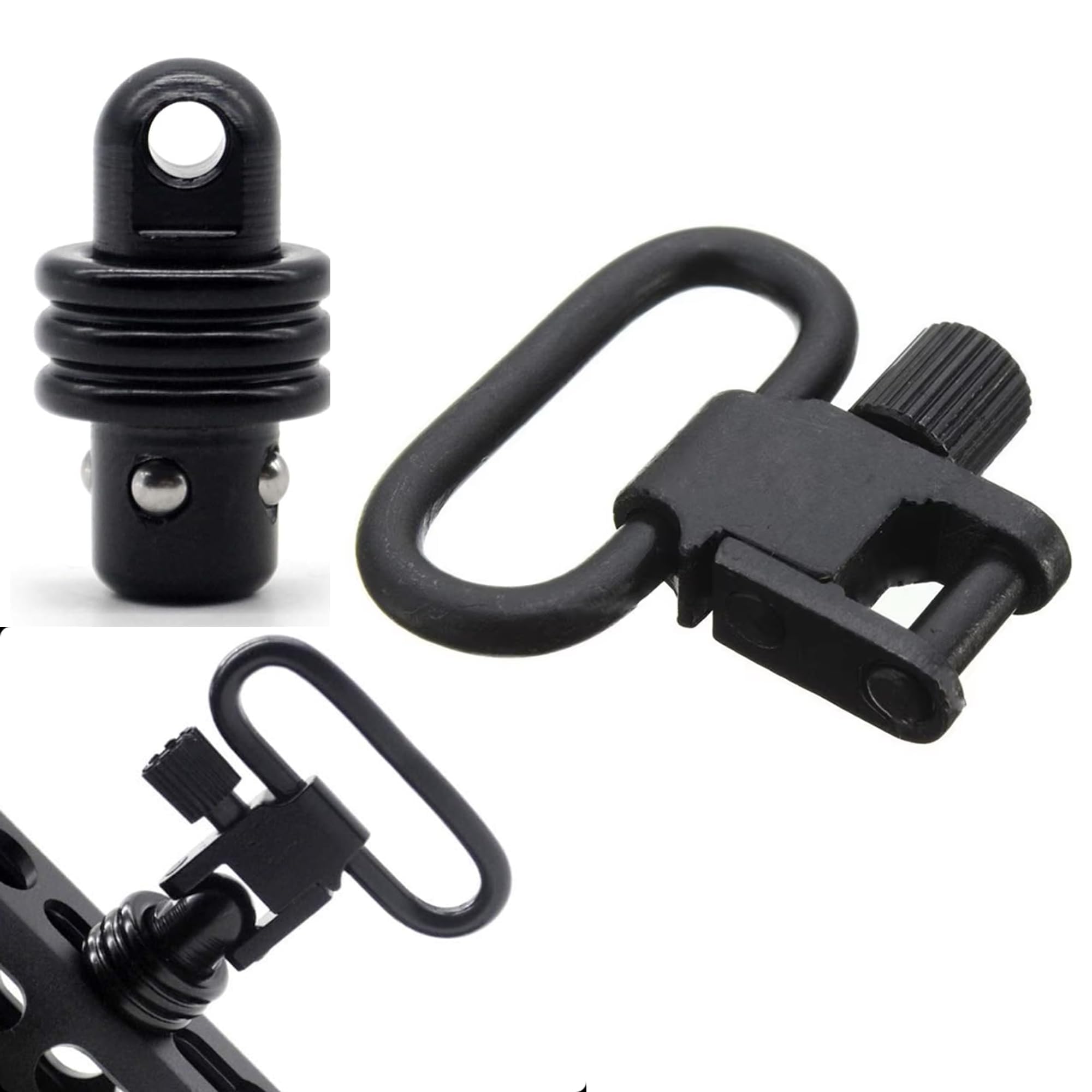 GOTICAL | Combo of 2 | QD Adapter Swivel Stud for QD Swivel & Two Point Sling Strap Belt Buckle Mlok | Quick Detachable Gun Mount Ring Outdoor