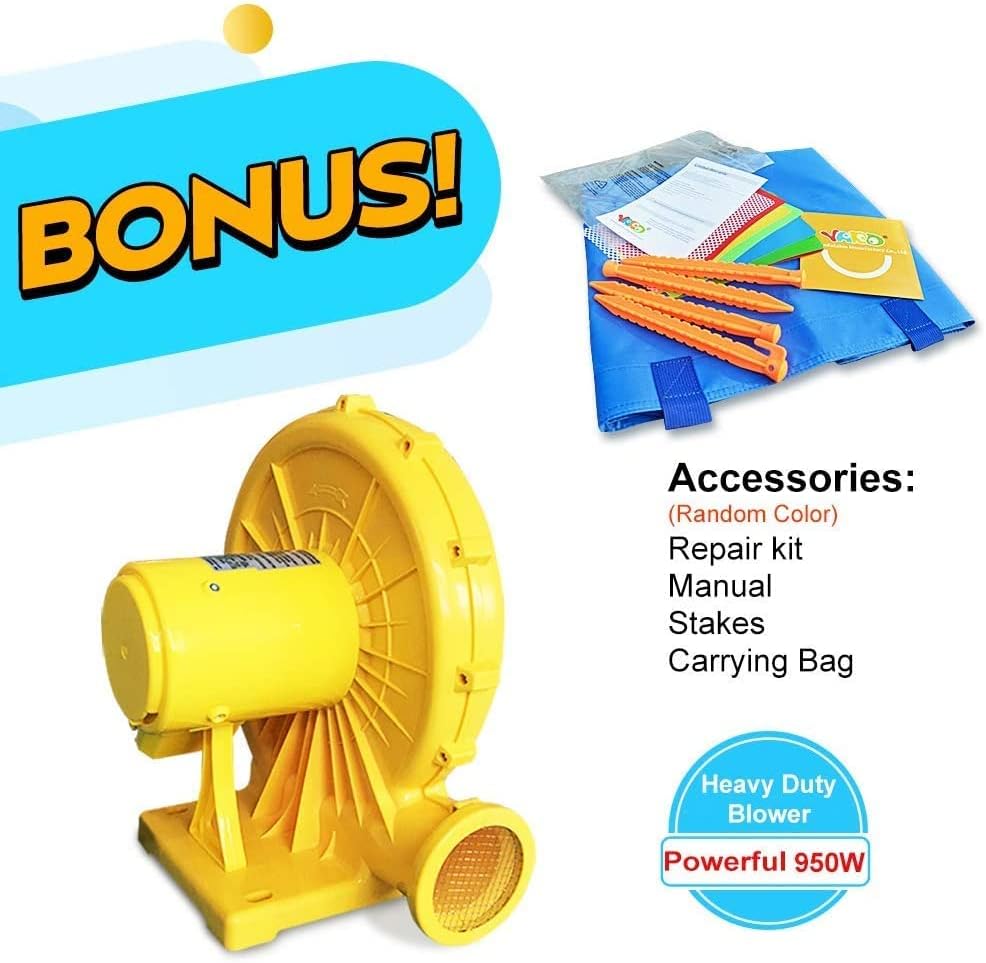 YARD Bounce House Oversized Rainbow Racer Inflatable Obstacle Course Bouncer Large Slide Climbing Wall Combo 6 in 1, 21.3'x 9.2'x7.9', Extra Durable Bouncing Floor with 950w Blower for Outdoor Party