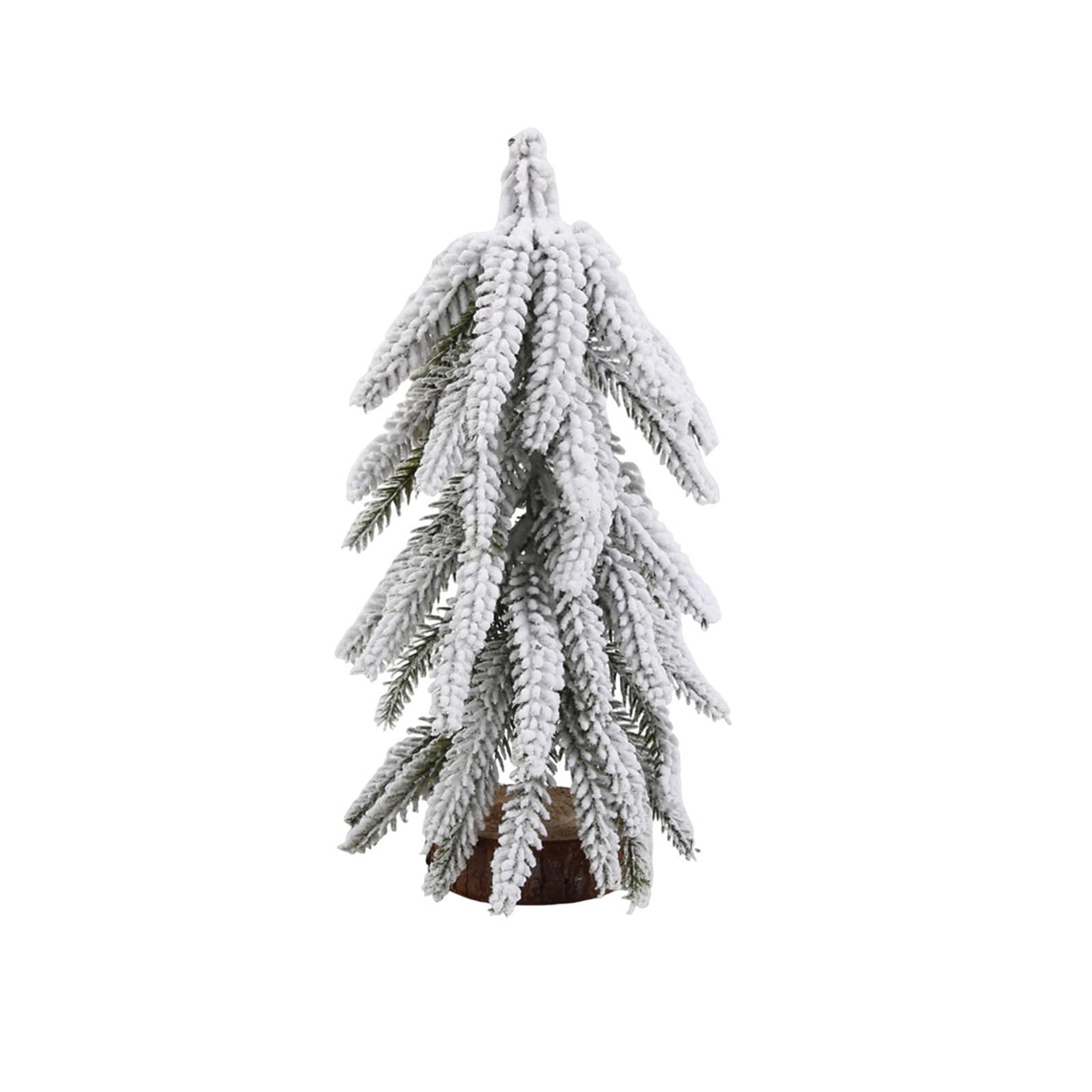 Xanorrg 20Cm Snow-Dusted Christmas Tree Decor Cedar Branches Centerpieces With Wood-Look Base For Tabletop Mantel Styling Styling Holiday Centerpiece