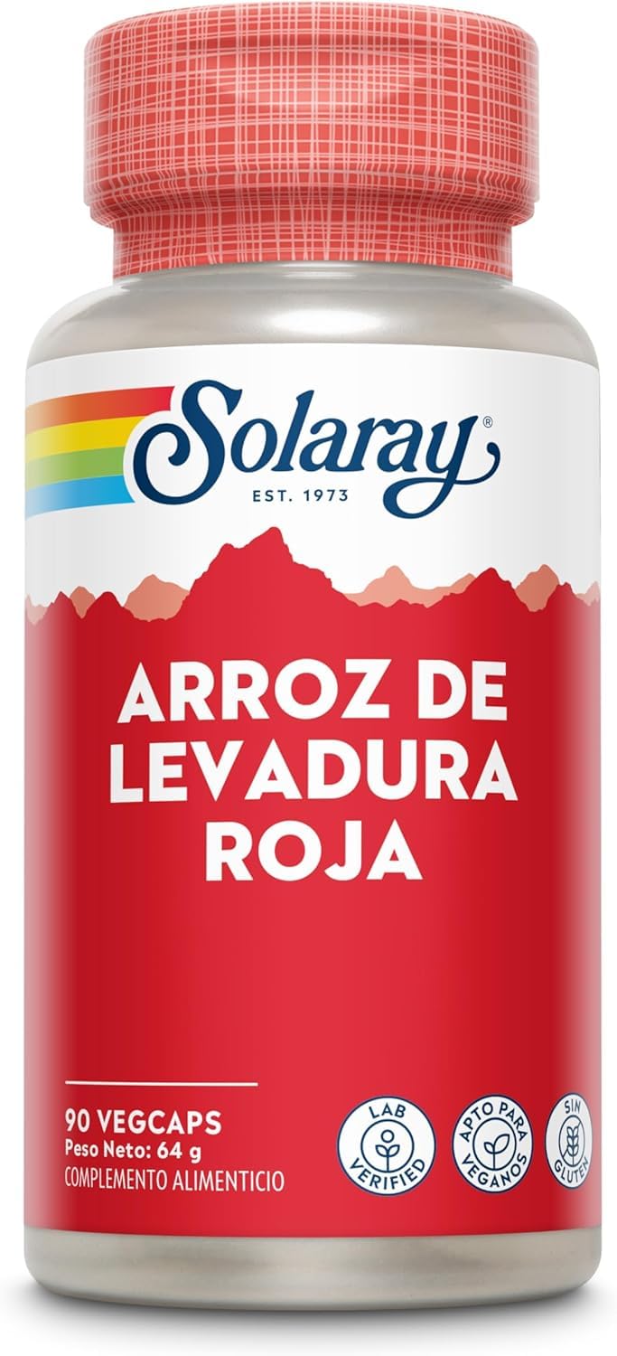 Arroz de Levadura Roja, 90 Cápsulas Veganas, Complemento de Alta Potencia, Verificado por Laboratorio, Solaray