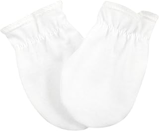 EkaBo Baby Gants anti-rayures – Moufles en coton pour filles et garçons Anti-rayures Mitaines (1 Paire: Blanc), 1 paire : ...