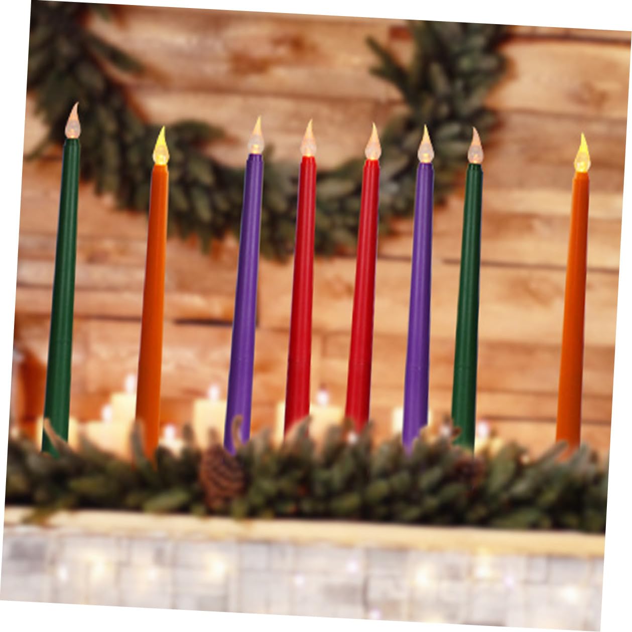 Abaodam Set 12 Candele Elettroniche senza Fiamma Design Realistico LED in Pp Alimentate a Batteria per Decorazione Casa su Scrivania e Mensola Verde