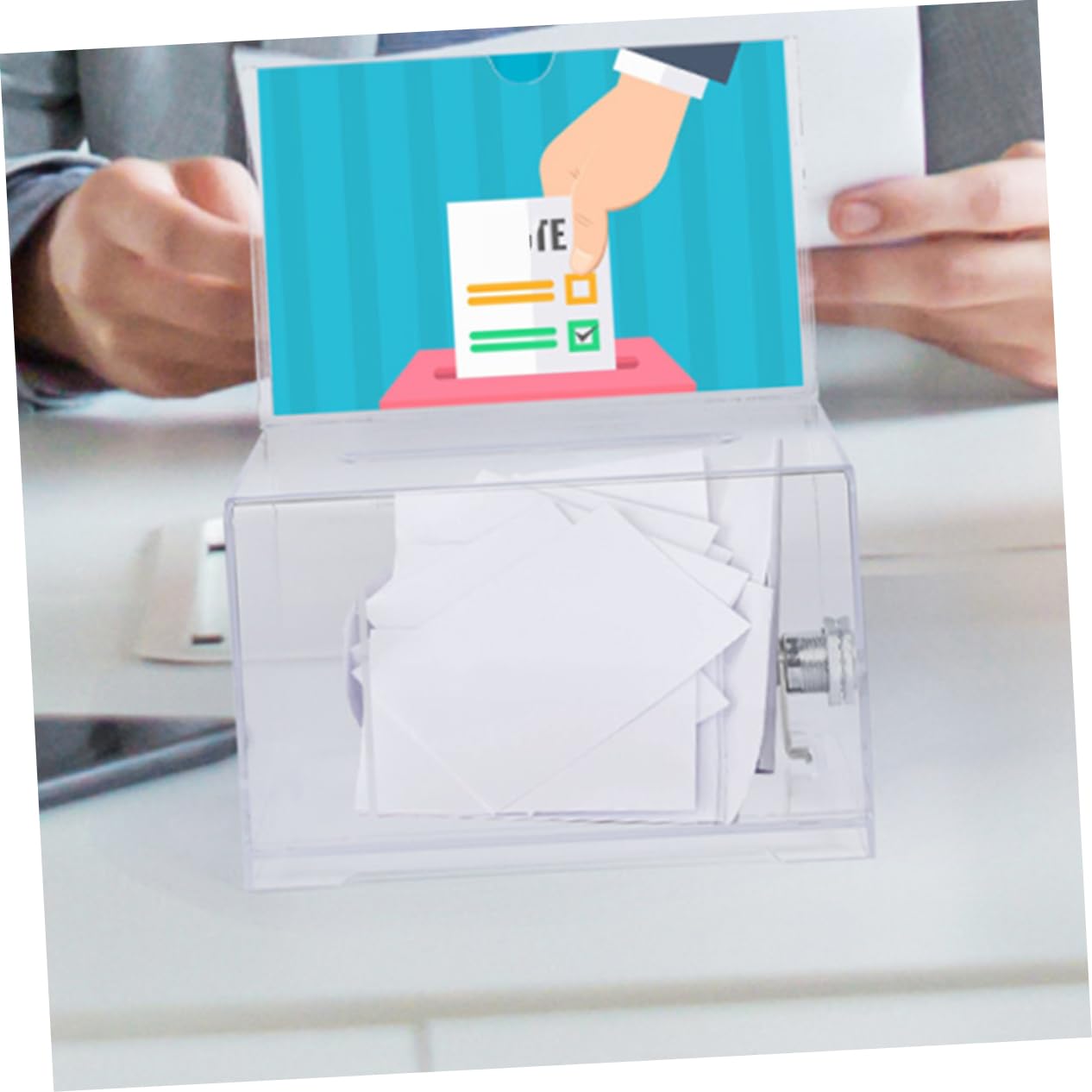 NUOBESTY 2ensembles Boîte à Cartes De Visite Organiseur Portable Avec Serrure Lot De Boîtes De Rangement Pour Cartes De Visite Et Bureau