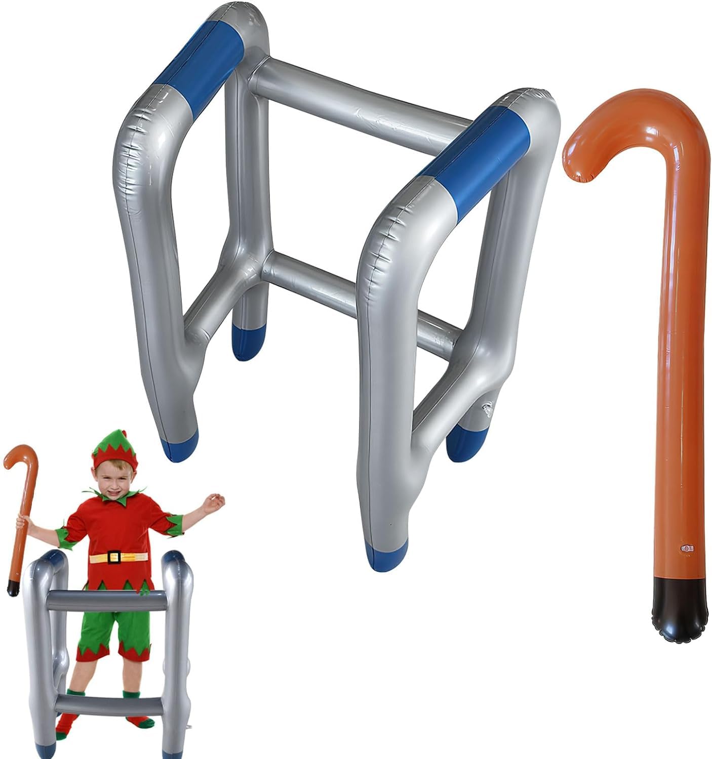 Inflatable Zimmer Frame Blow Up Walking Stick for Adults Birthday Retirement Novelty Prank Decorations Joke Gifts Men Women Grandad Grandad Dress Up Party Accessory Photo Booth