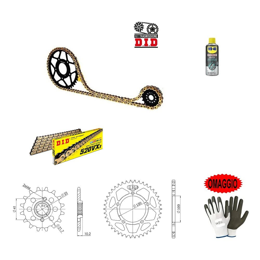 Compatible con Aprilia Pegaso Strada 660 2010-10 PIÑÓN Kit Cadena PIÑÓN para Moto TRANSMISIÓN Did 520VX3 LUN 110 Enlaces, PIÑÓN Acero P520-Z44, PIÑÓN P520-Z15 ESPECÍFICO