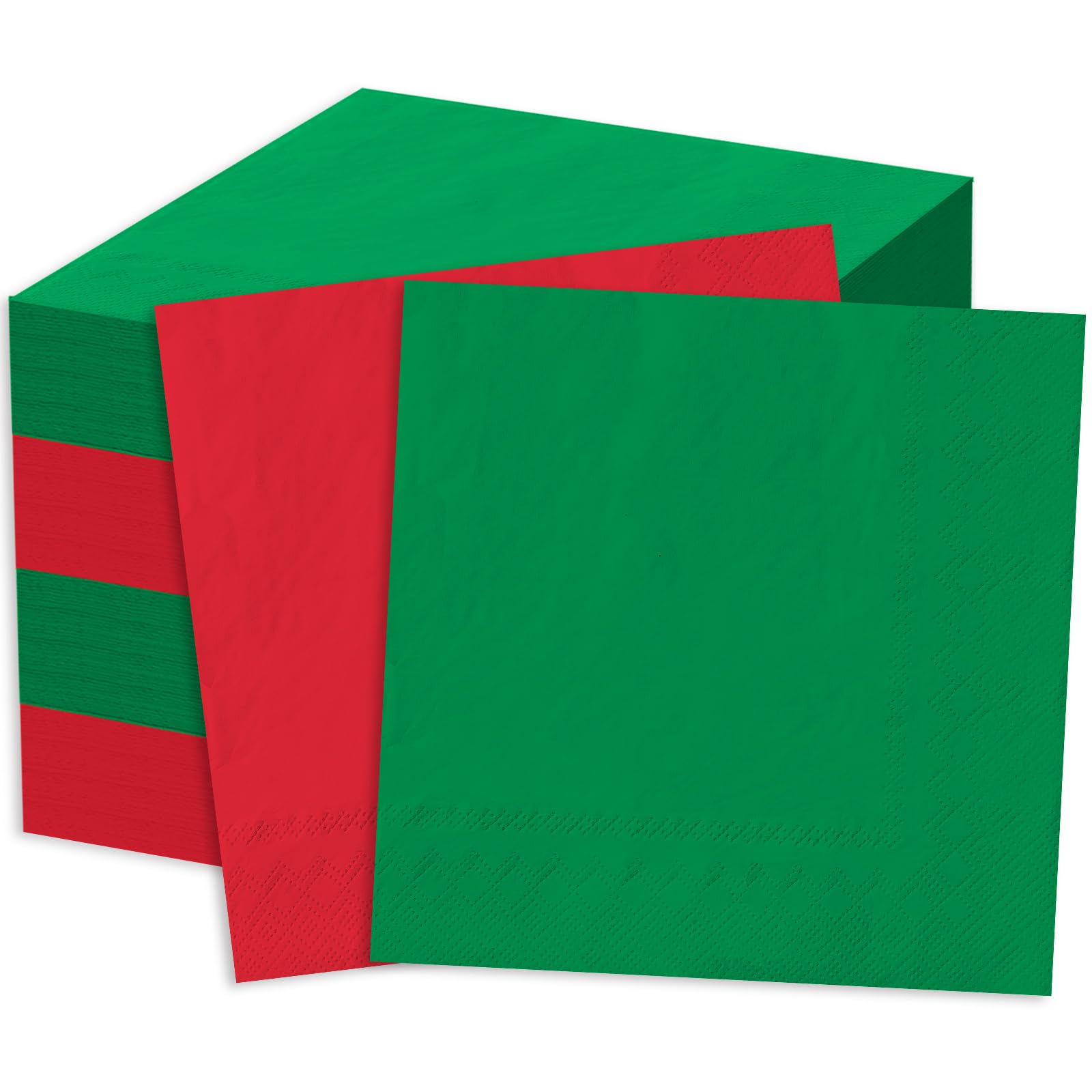 Whaline 50Pcs Christmas Cocktail Napkins Red Green Color Disposable Napkins Red Green Paper Beverage Napkins for Xmas Winter Party Supplies