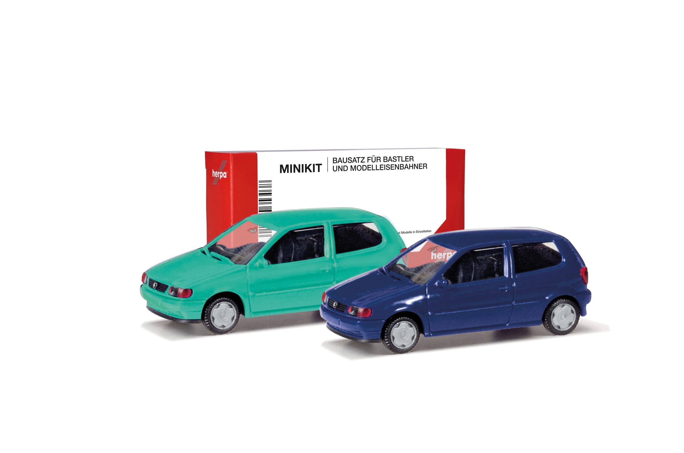 herpa MiniKit VW Polo 2-Door Model Kit, Pistachio/Chagall Blue, 1:87 Scale Miniature, Collectable Kit, Plastic