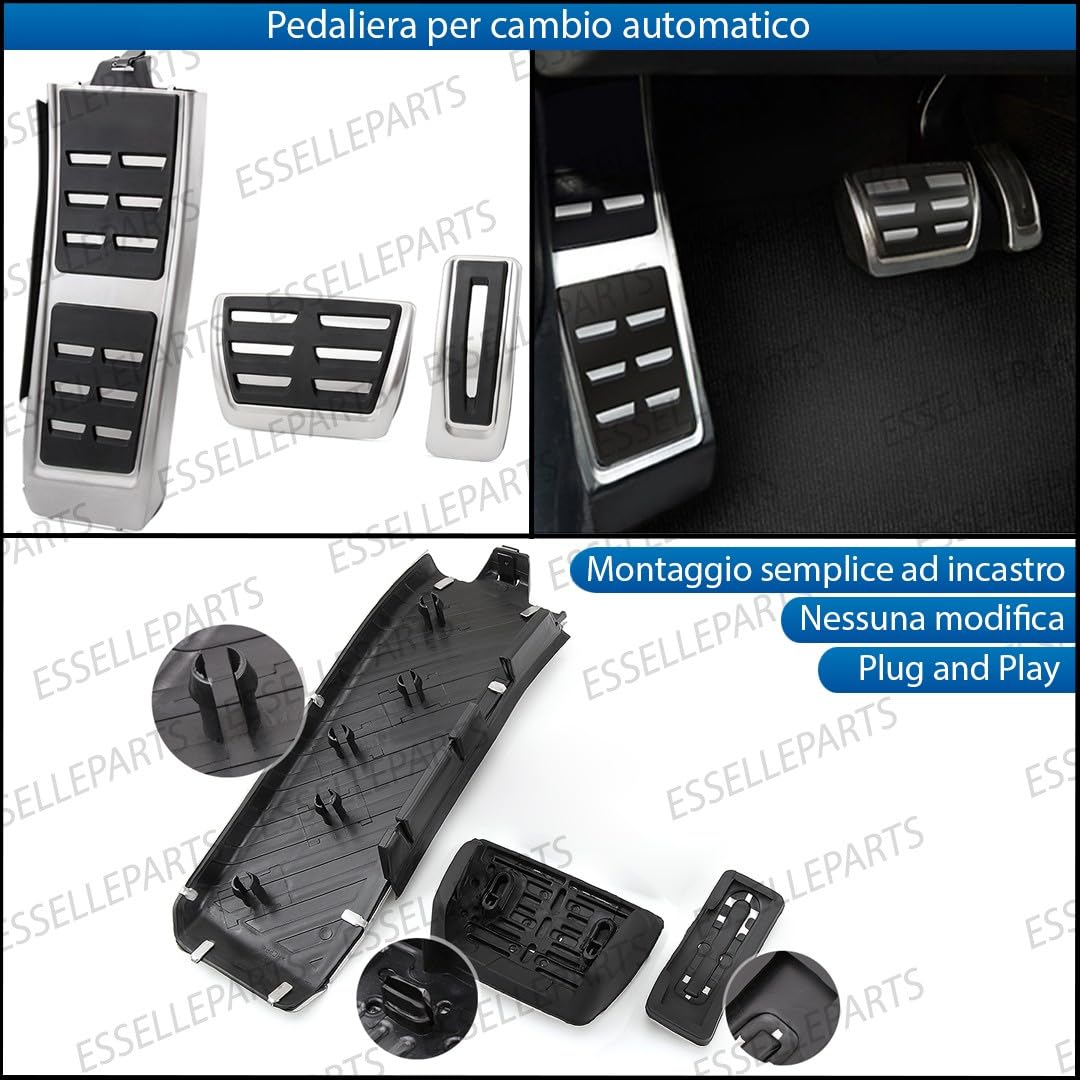 Set Pedaliera Copripedali + Poggiapiede per Audi Q5 8R Cambio Automatico