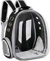 Mochila transportadora para gatos, mochila para animais de estimação, mochila portátil e respirável para carregar animais de estimação, impermeável, transparente, espaço respirável para filhotes viajando, acampamento e caminhadas