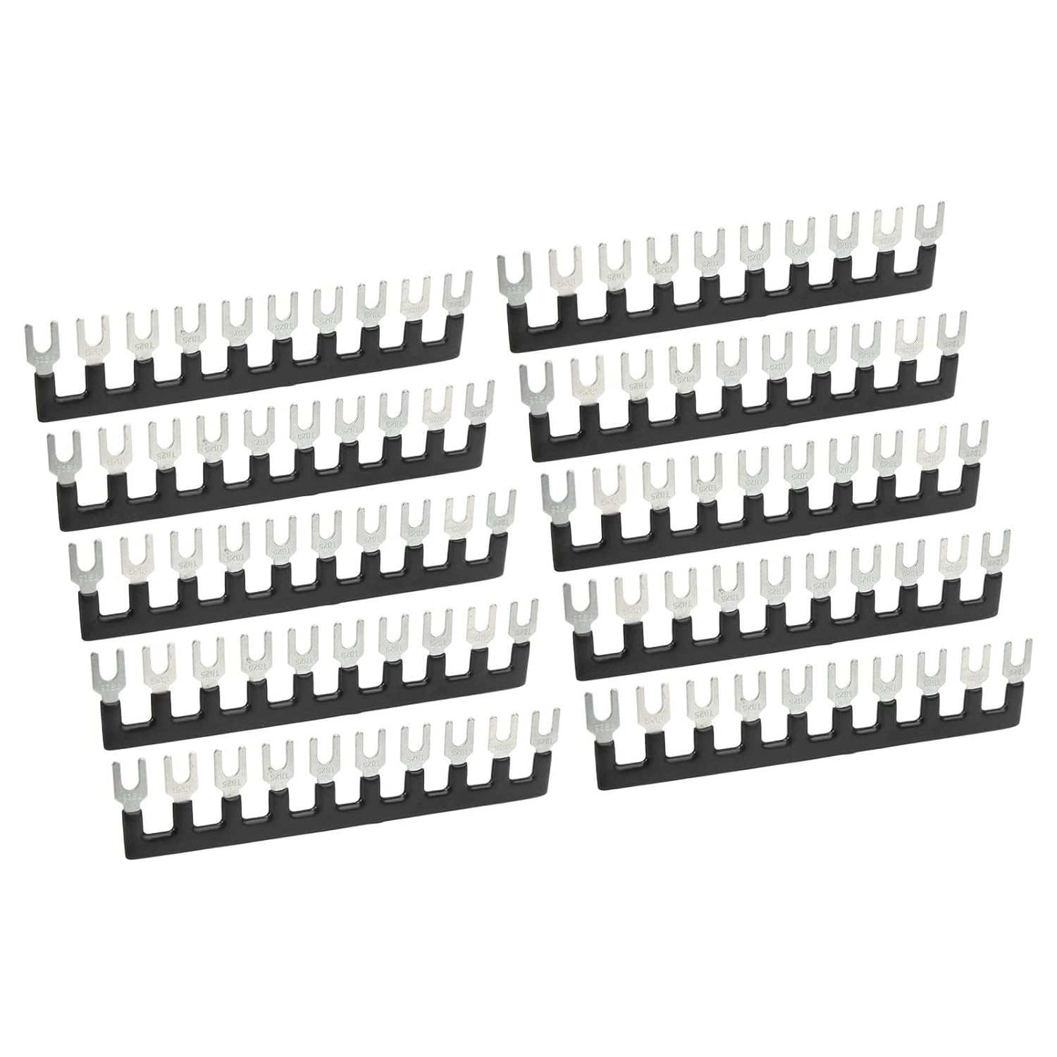 Jumper Block Terminal Blocks, 25A Insulated Black 10Pcs Flame Retardant