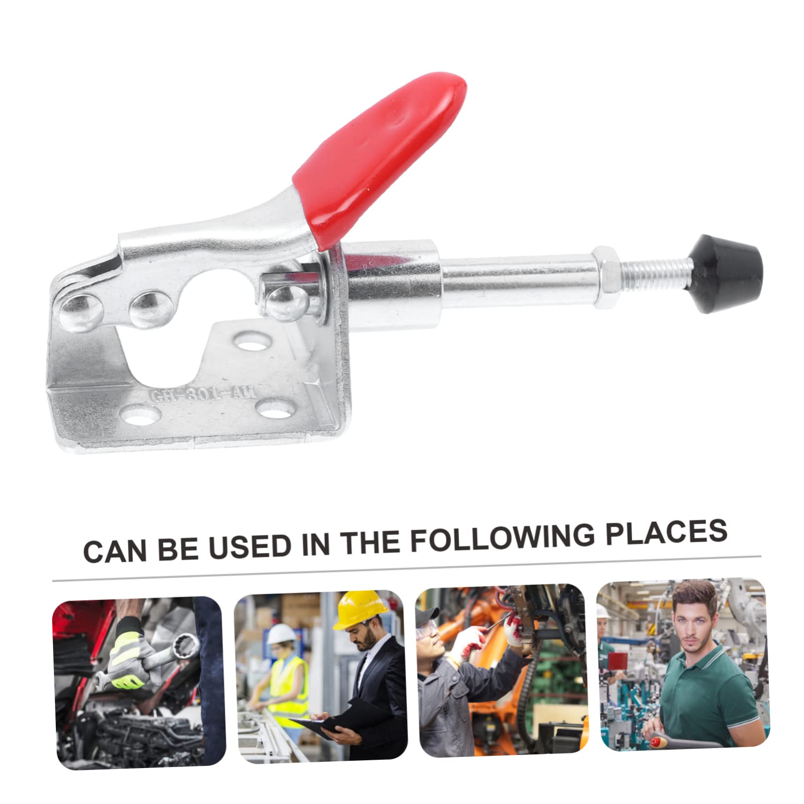 IWOWHERO 4pcs Quick Fixture Tool Door Push Toggle Clamp Pliers Screwdriver Horizontal Lock Clip Push Pull Clip Grips Pressure Tip Clamp Jigs Release Lever Clamp Latch Rubber Red