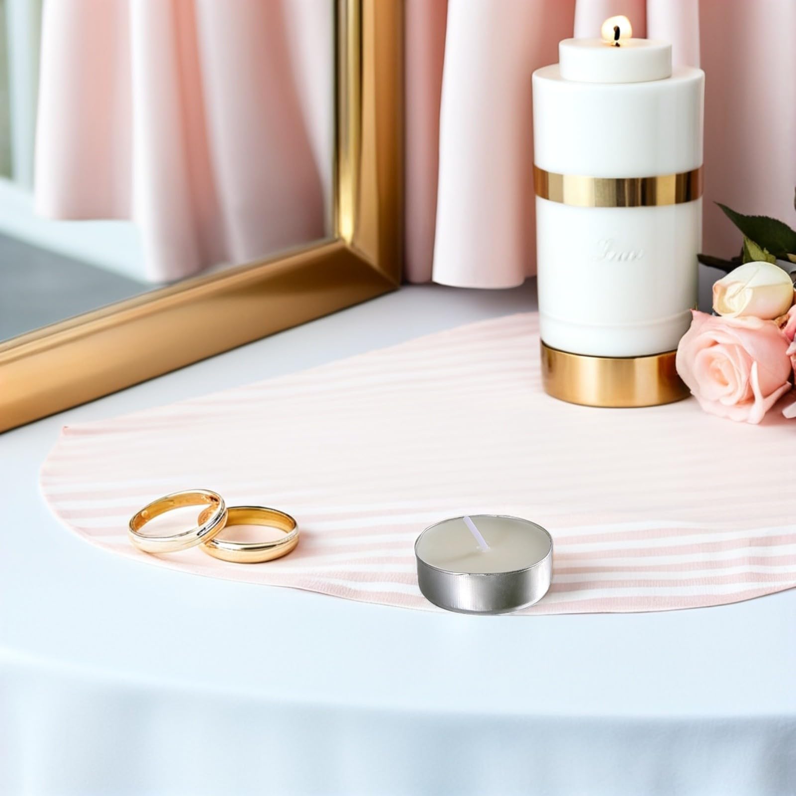 Operitacx 150 Unidades Velas de Té sin Humo para Bodas y Cenas, Hechas de Parafina Funda de Aluminio, Decoración Versátil para Ambiente Elegante y Romántico