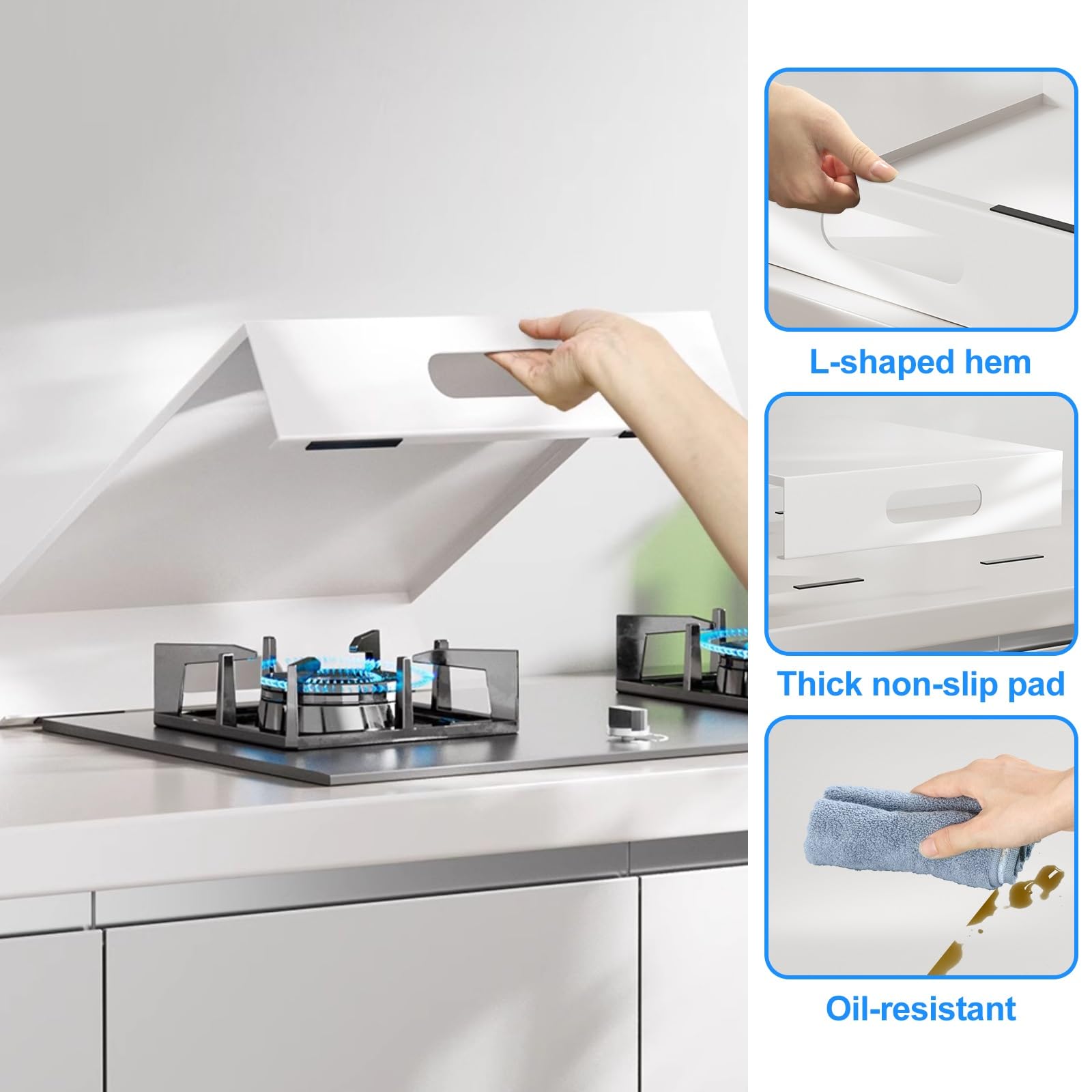 Tapa Encimera Gas, Cubiertas Multiusos para Protector Cocina Gas, Cubre Encimera, Amplia el Espacio de la Cocina, Rejillas de Cocina(Black,35x48cm/14x19in)