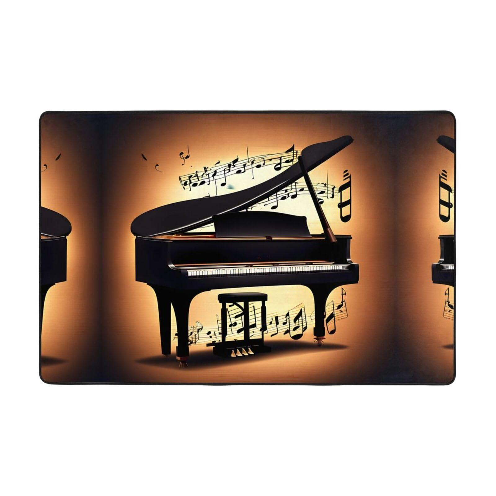 Tapis de salon musique avec notes de piano et violon doux pour chambre d'enfant