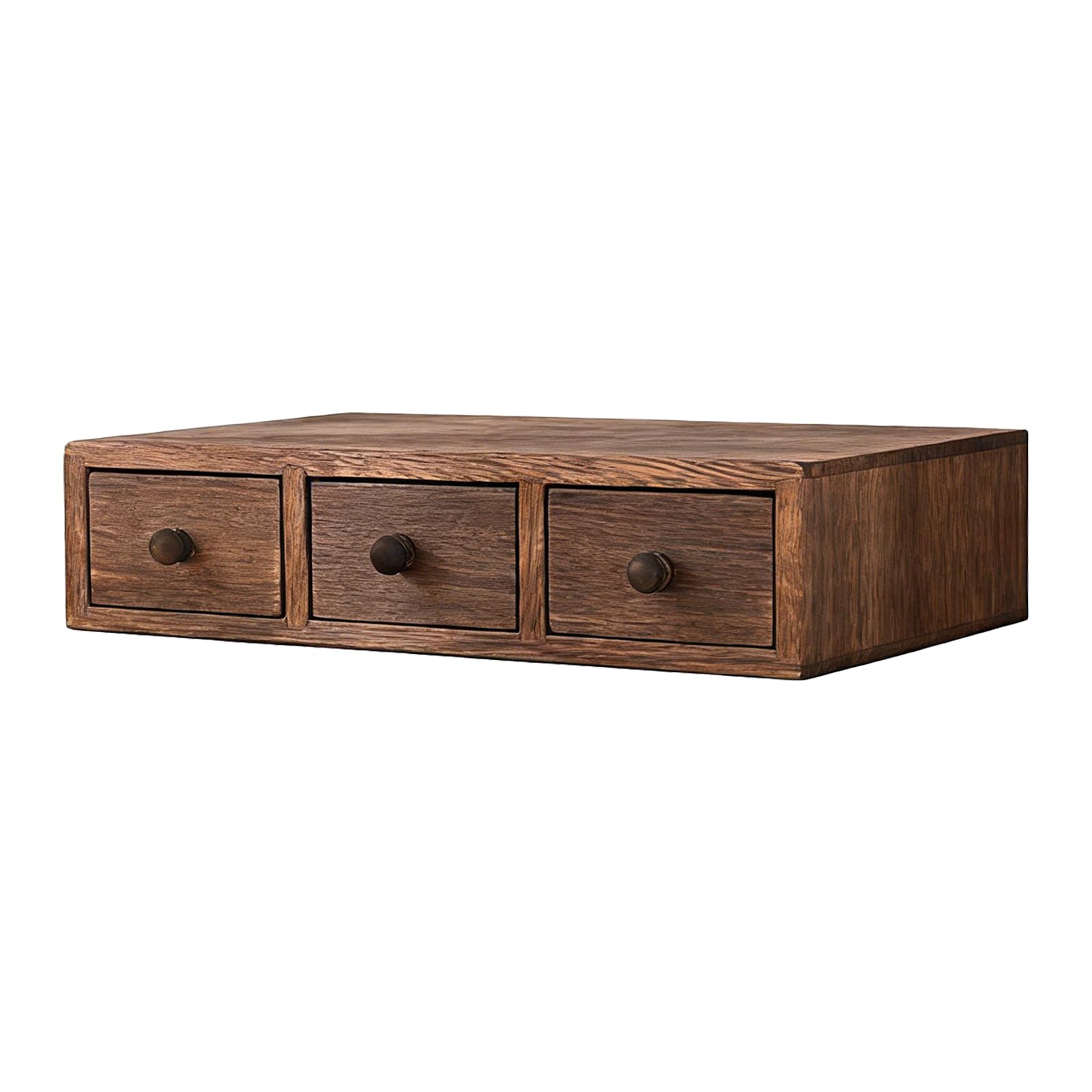 Tsophreniq Sturdy Wood Multiple Compartment Storage Tray for Tidying Workspaces Kitchen Countertop Planner