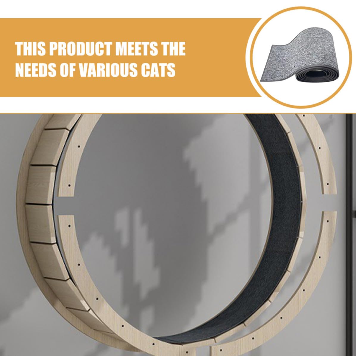 Healifty Laufrad Kratzmatte aus Filz für Katzen mit Multifunktionalem Design und Einfacher Montage als Kratzmatte für Indoor Katzenlaufband Ersatz