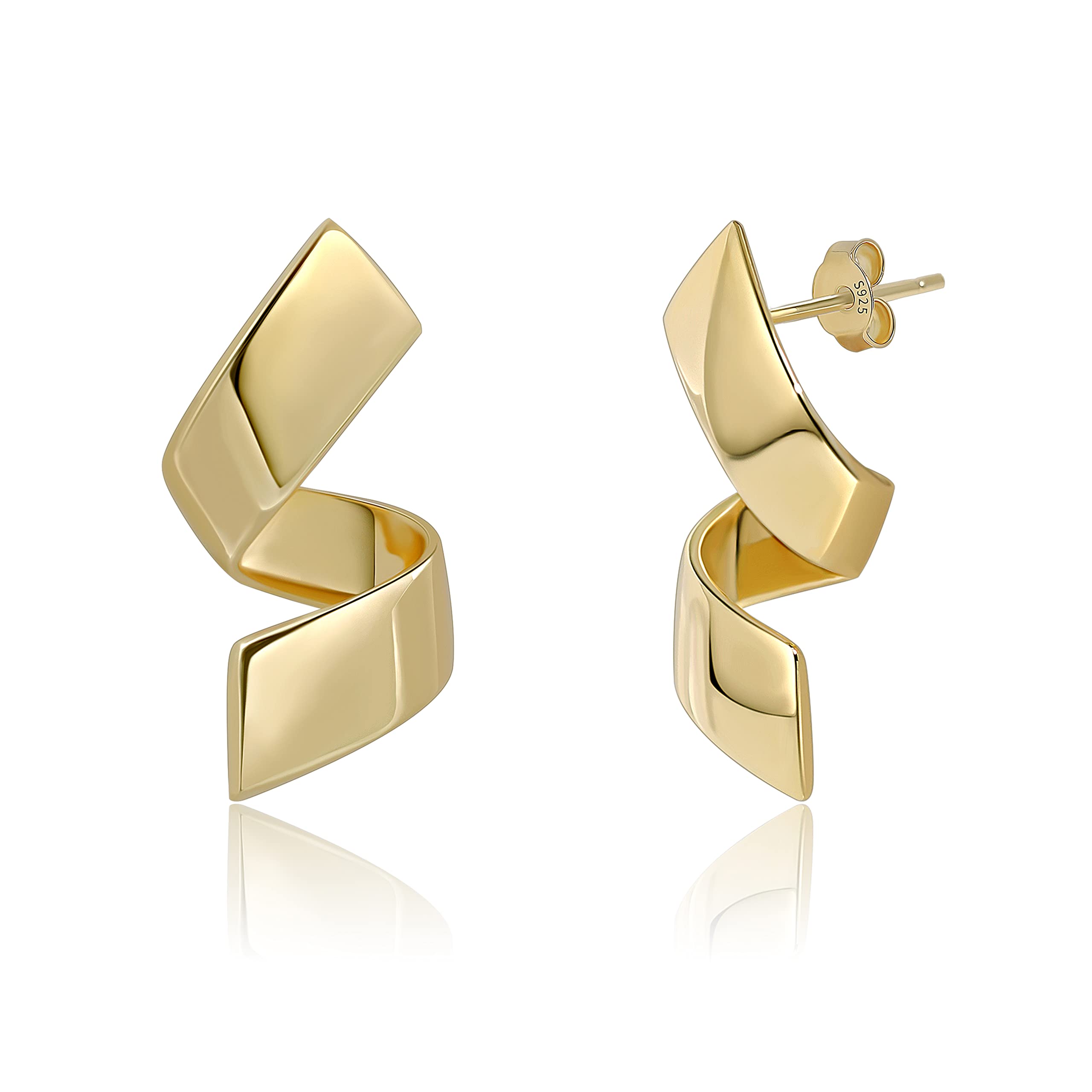 925 Orecchini a tortiglione in argento Sterling per donne Orecchini in oro Dainty fatti a mano Orecchini di Natale ipoallergenici Regalo per ragazze, Oro