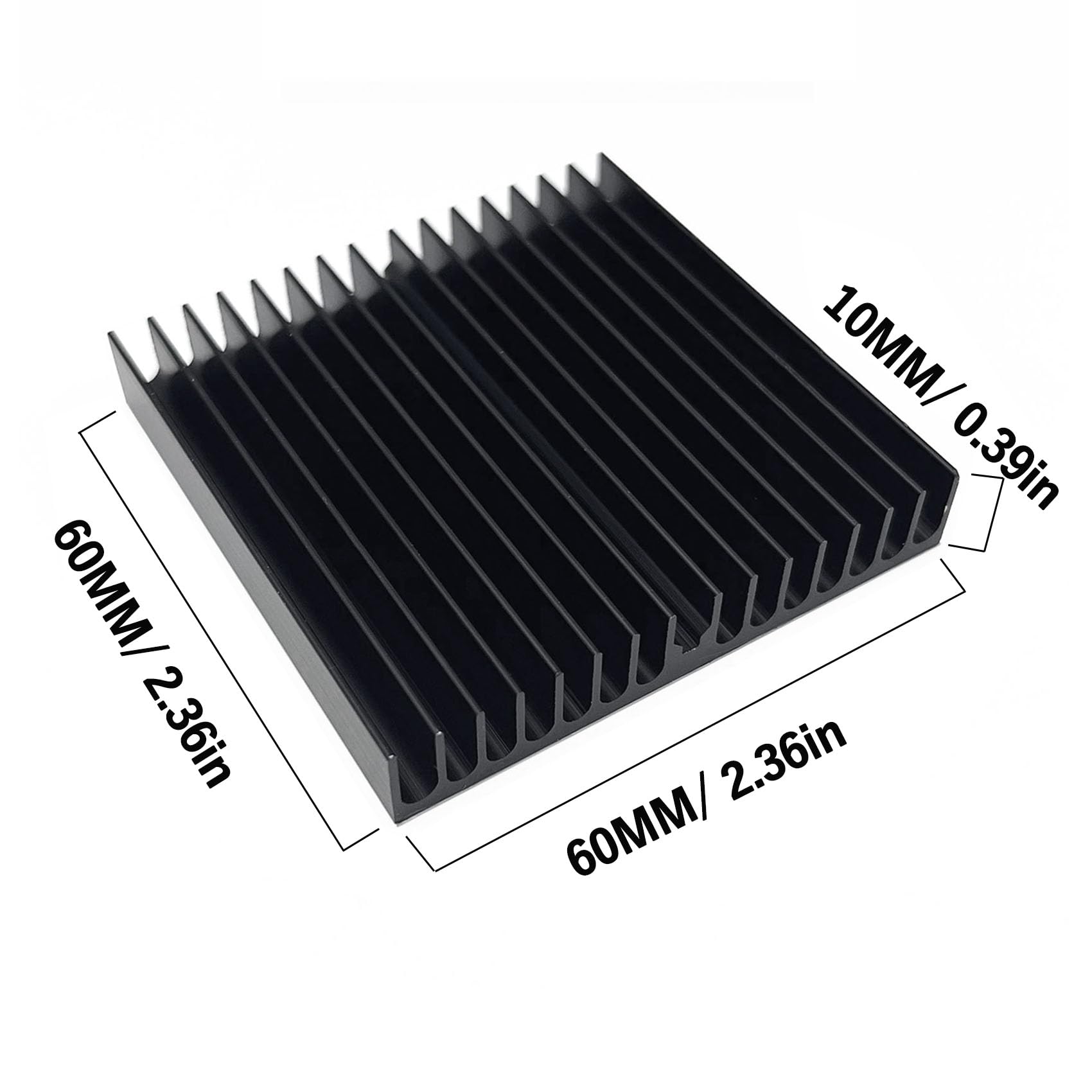 Kit de disipador de calor de 2 piezas de 2.362 x 2.362 x 0.394 in con cinta adhesiva conductora térmica, disipador de calor de aluminio cuadrado para placa de circuito, enrutador de panel LED, 2