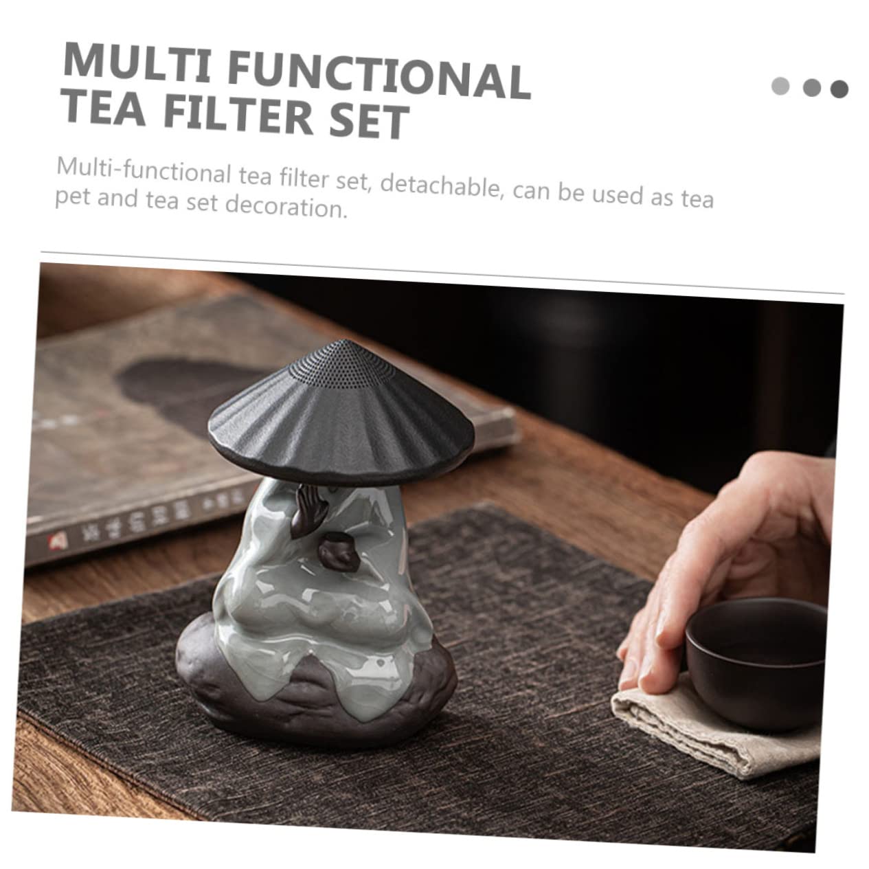 Alipis Mönchsstatue Teefilter Keramik Tee Ei Teezubehör für Losen Tee Schreibtischdekoration Langlebig und Fein