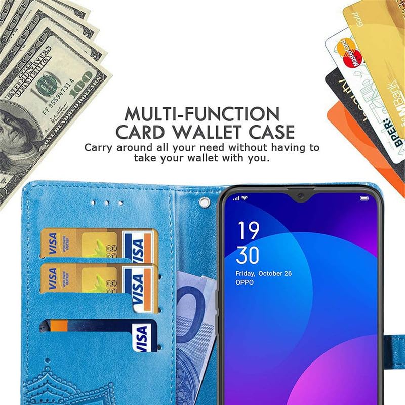 Image of ClickCase Queen Series for Redmi Note 15 Pro 5G Leather Flower Embossing Wallet Flip case Magnetic Closure Flip Cover for Redmi Note 15 Pro 5G (Sky Blue)