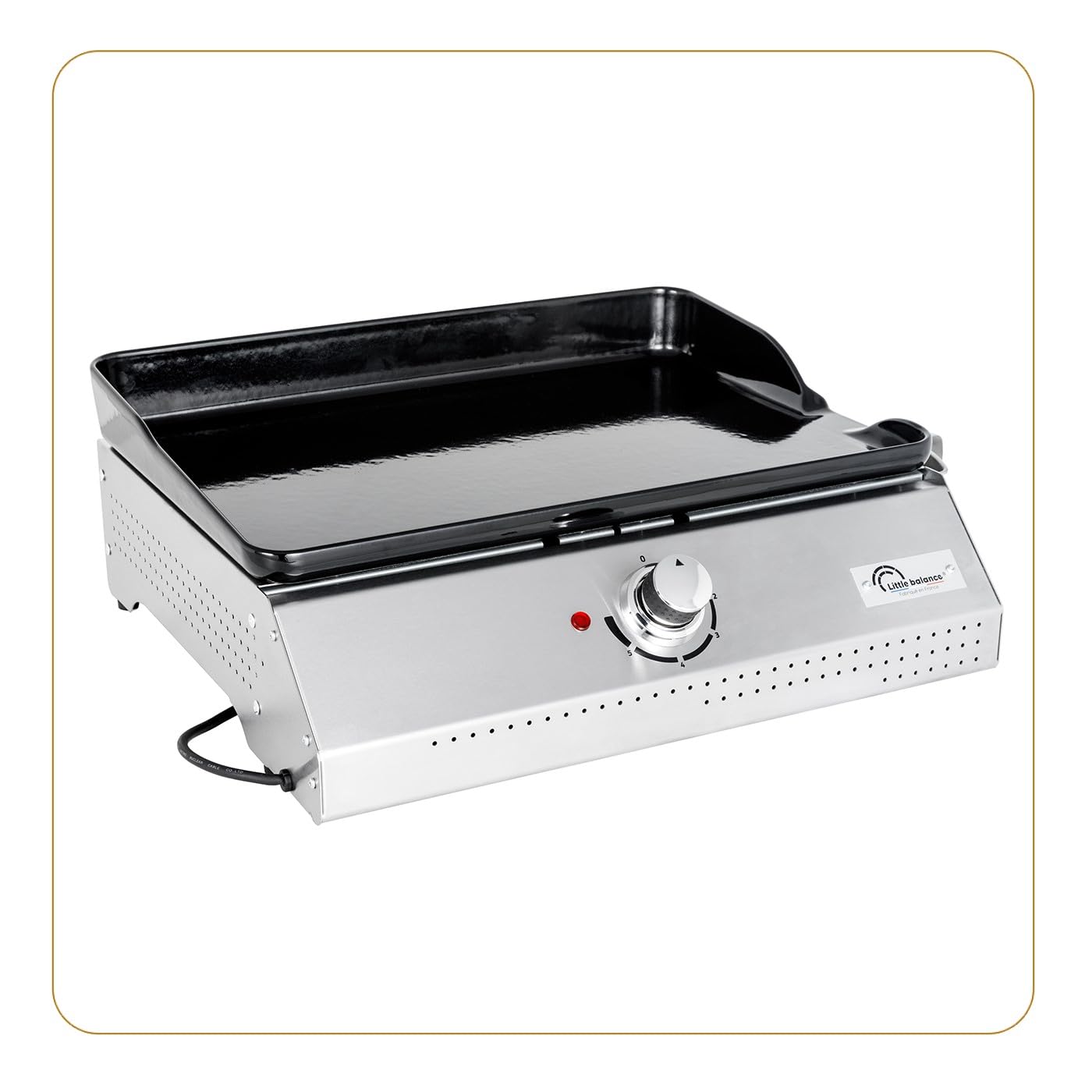 LITTLE BALANCE 8713 Biscarosse 50-35, Plancha électrique, Plaque de cuisson Fonte émaillée XL, 2150 W, Fabrication 100% française, Inox