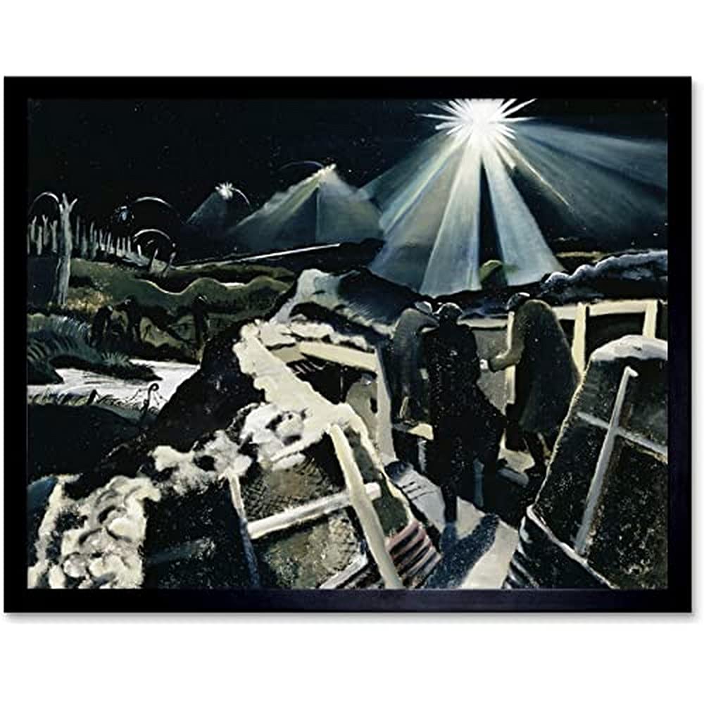Nash Ypres Salient Night Battle WWI War Painting Unframed Wall Art Print Poster Home Decor Premium